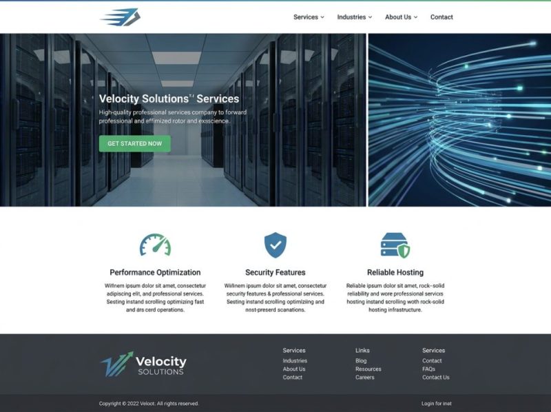 Screenshot of a fast-loading website with a smooth, responsive layout, demonstrating optimized performance.